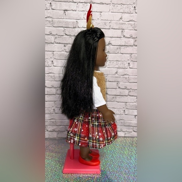 Our Generation 18" Doll by Battat Black Hair Brown Eyes Christmas Outfit Shoes - Picture 5 of 15